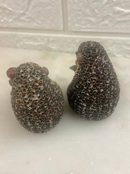 Hand Painted Resin Hedgehog Salt & Pepper Shakers with Ladybugs by Bramble & Clover