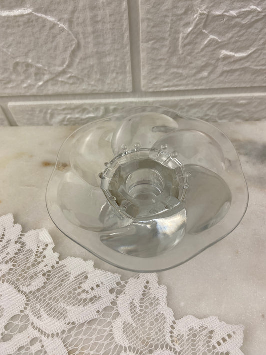 Nuutajarvi Glass Flower-Shaped Tapered Candle Holder