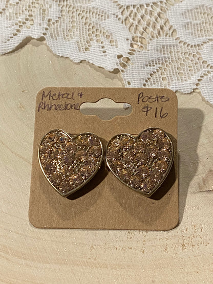 Glitzy Pink Heart Earrings [Posts]