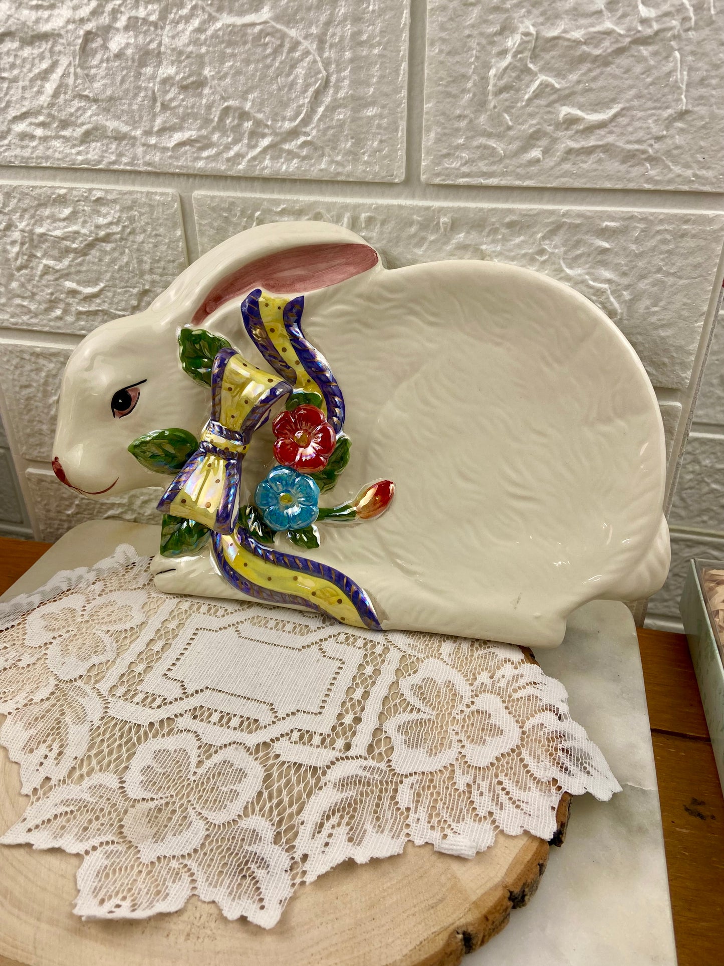 Handmade, Hand Painted Ceramic Bunny Plate