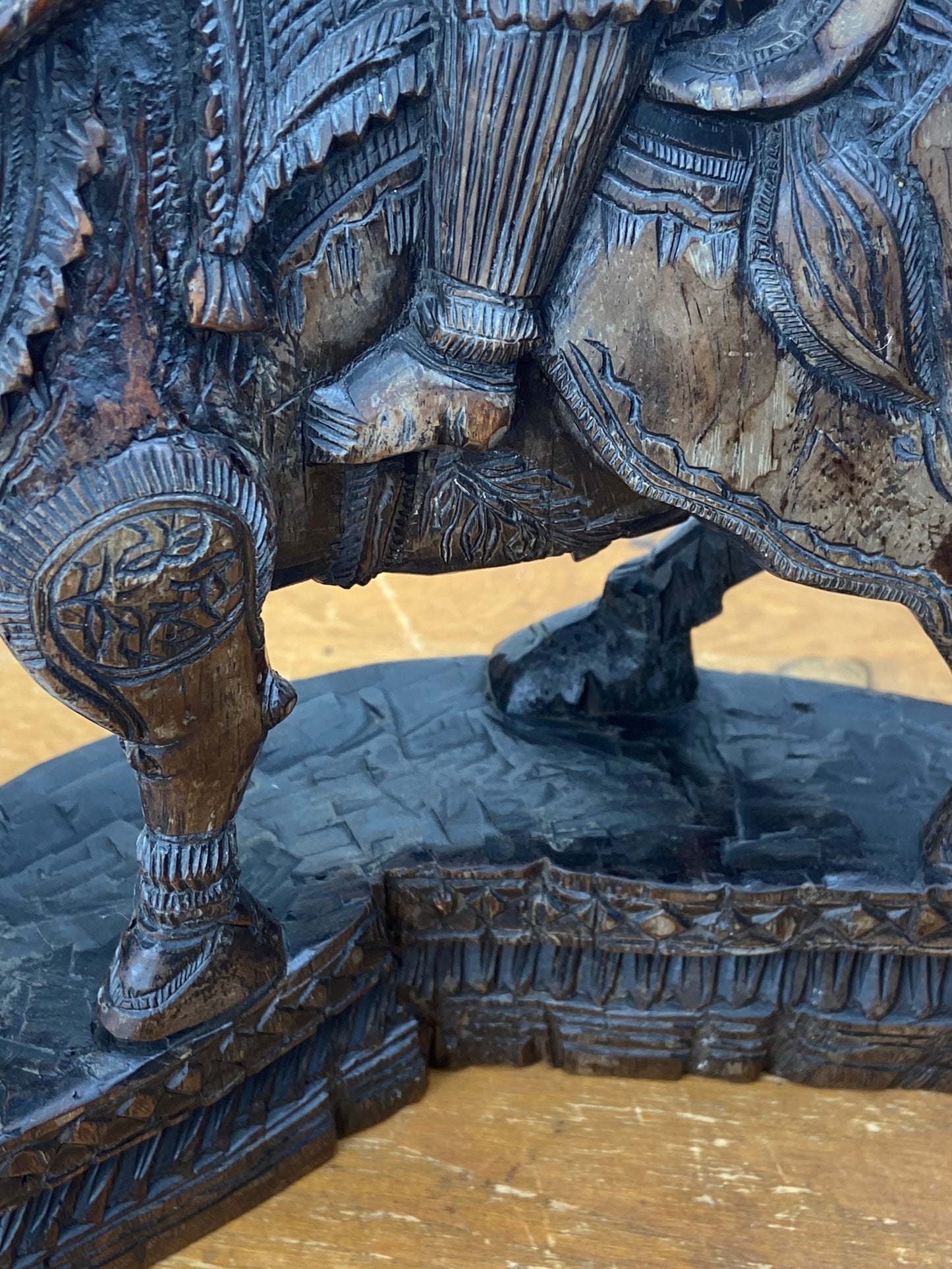 Carved Wooden Sculpture | Asiatic Warrior on War Horse