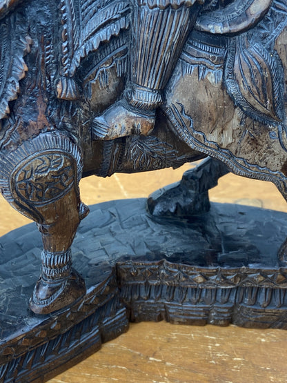 Carved Wooden Sculpture | Asiatic Warrior on War Horse