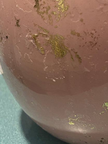 Large Pink Ceramic Easter Egg with Gold Speckled Pattern