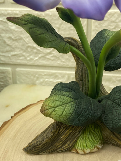Hand Painted Bisque Porcelain Purple Hellebore Flowers | Andrea by Sadek