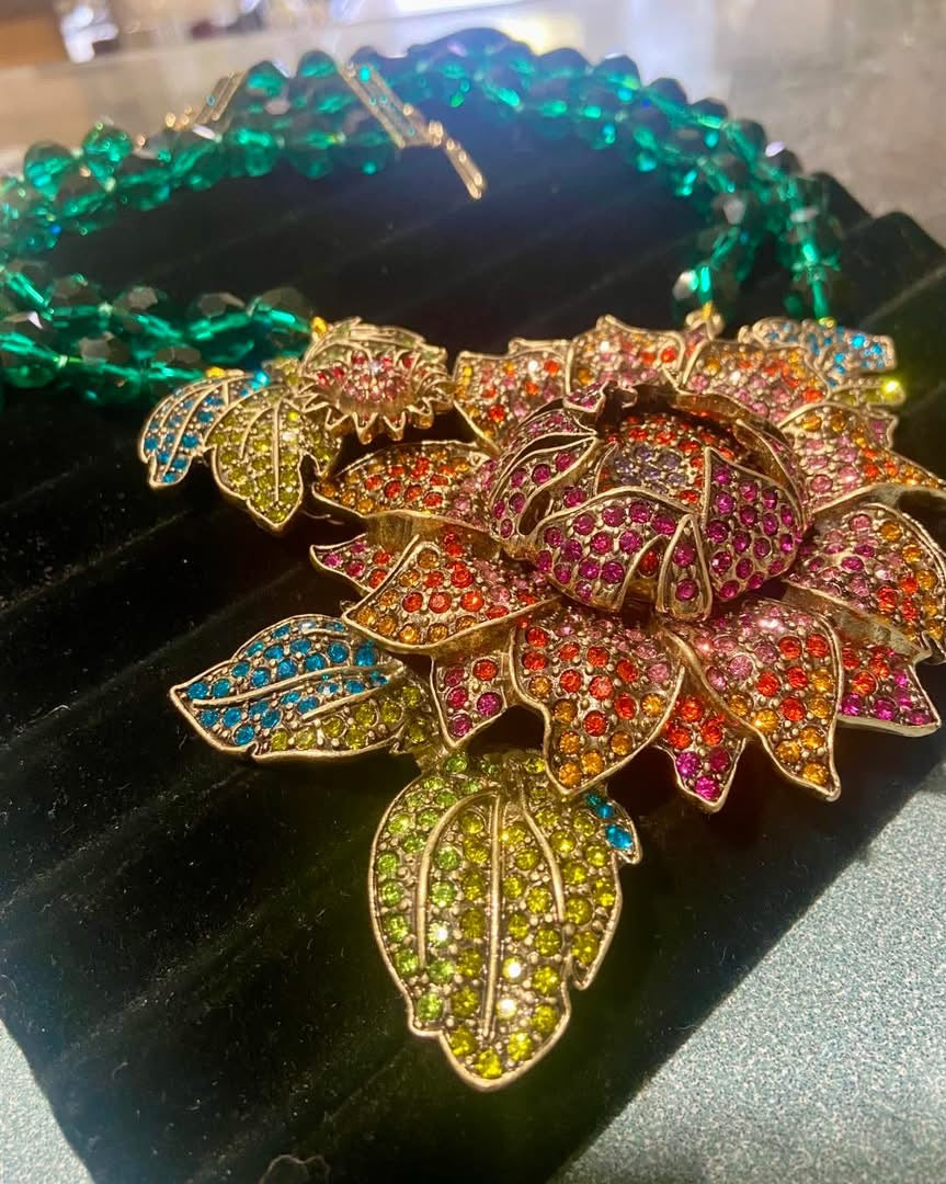 ‘Late Bloomer’ Necklace by Heidi Daus | Hand Inlaid with 9 Colours of Swarovski Crystals