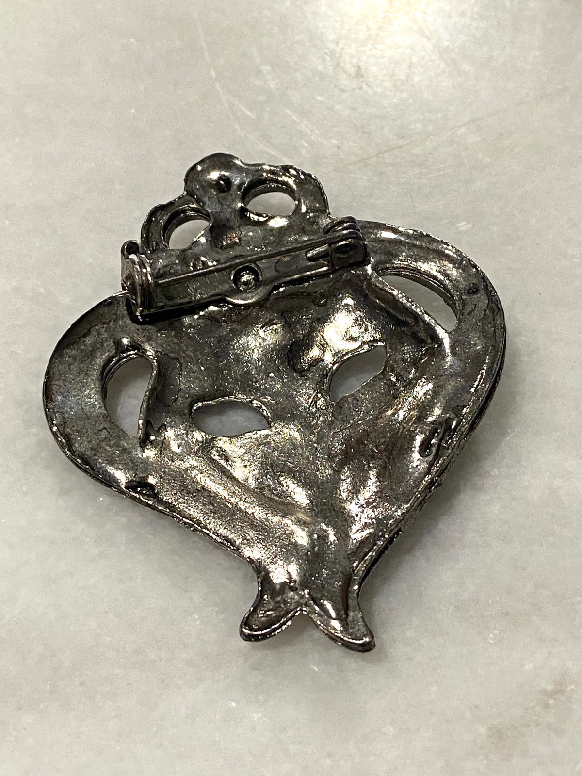 Silver-Tone Carnival Mask Brooch