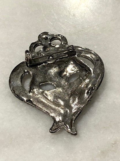 Silver-Tone Carnival Mask Brooch
