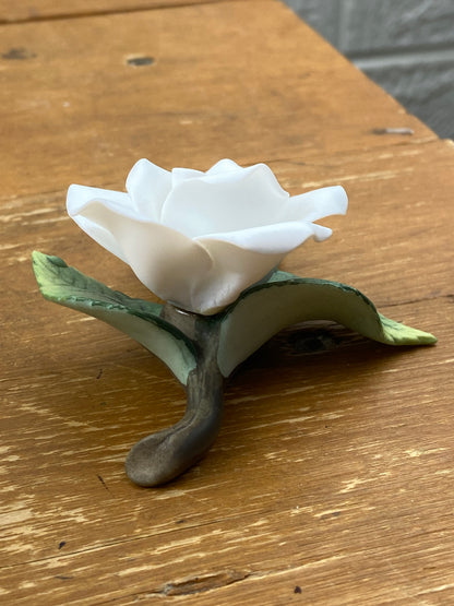 Small White Porcelain Rose on a Branch