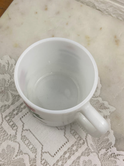 Vintage Brockway Glass Milk Glass Coffee Mug | Flower of the Month Collection [Roses ~ June]