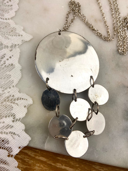 Scandinavian Style Mid Century Modernist Necklace | Metal & Wood