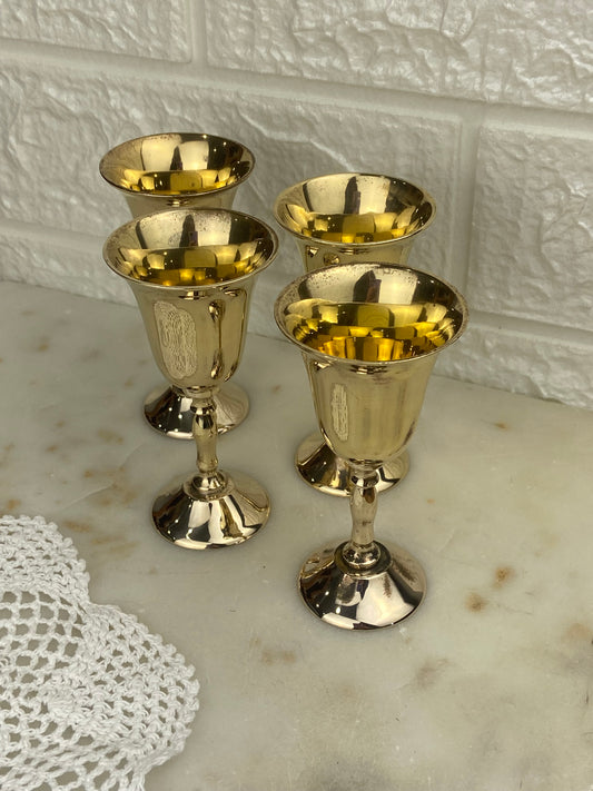 Set of 4 Brass Mini Goblets