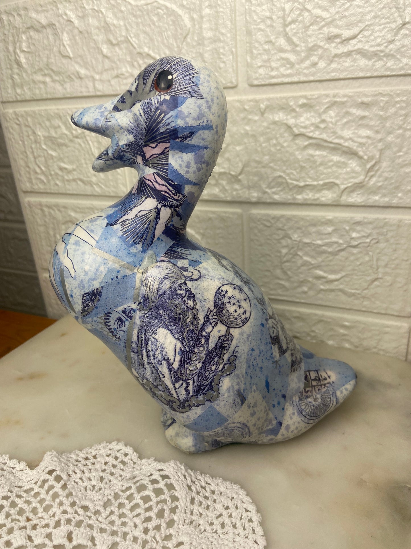 Blue Decoupage Duck