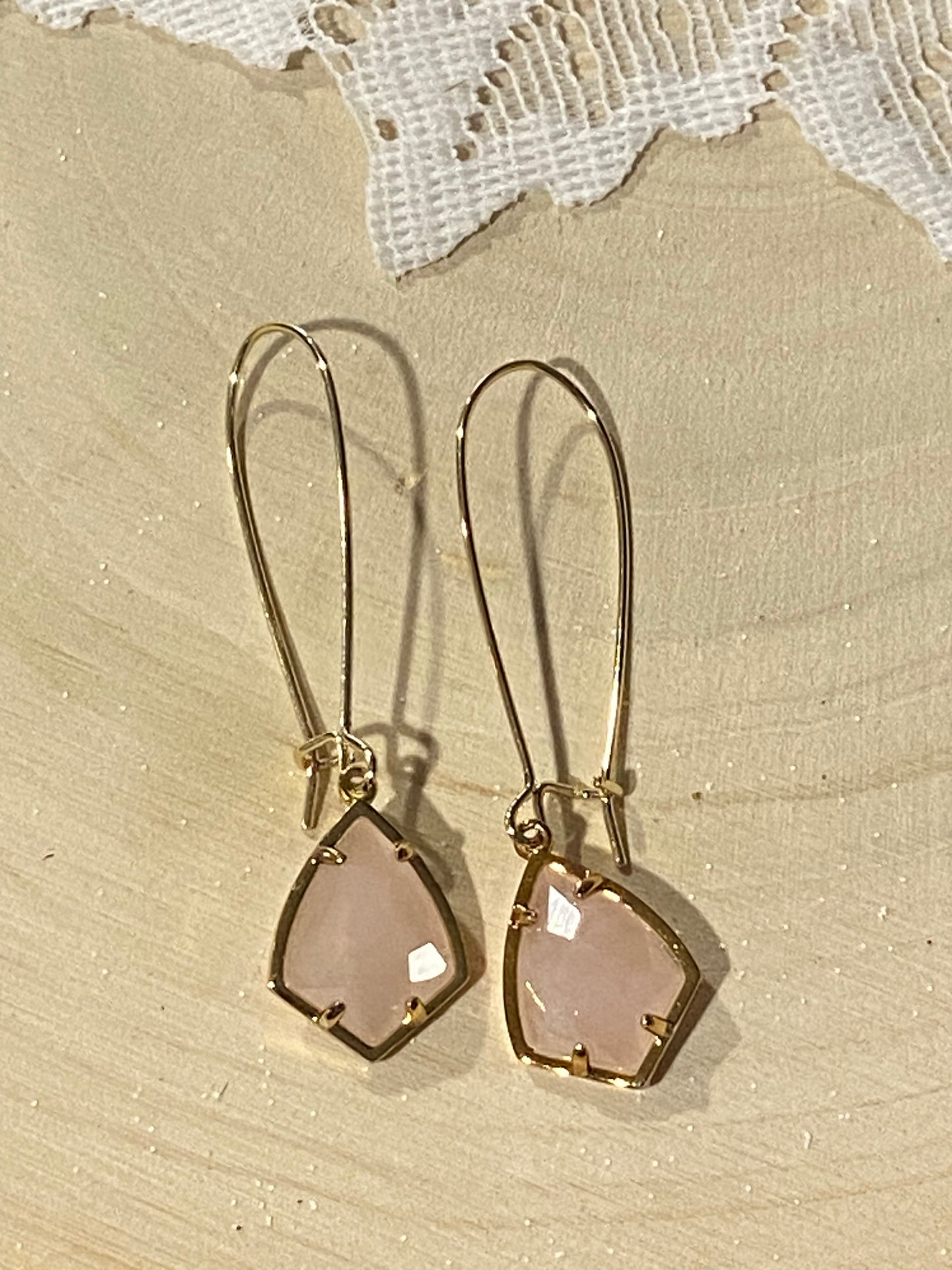 Kendra Scott 14K Gold Plated Carrine Earrings with Rose Quartz [Hooks]