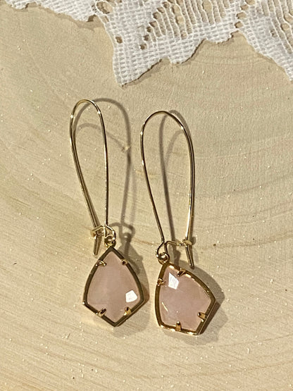 Kendra Scott 14K Gold Plated Carrine Earrings with Rose Quartz [Hooks]