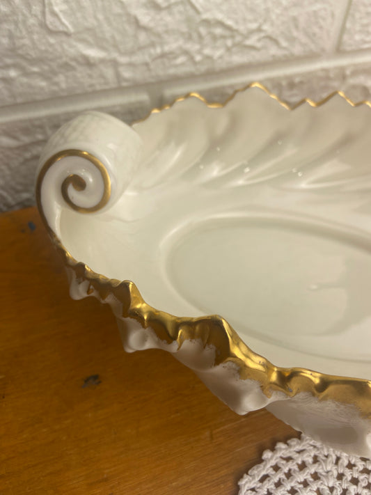 Lenox Acanthus Leaf Dish with 24K Gold Trim
