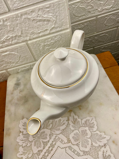 White and Floral Porcelain Teapot by Royal Oak