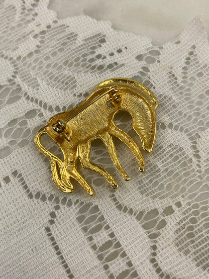 Gold-Tone Zebra Brooch