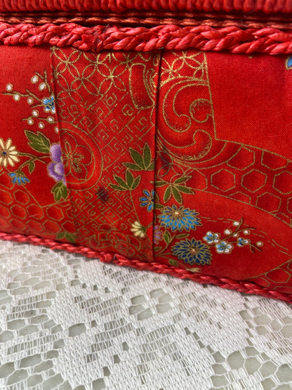 Red Satin Sewing Box | ** Several Small STAINS **