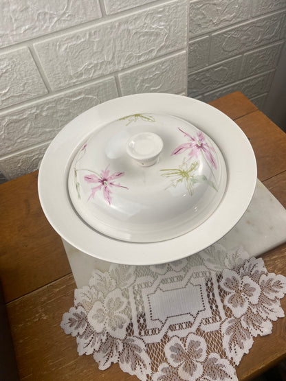 Ceramic Lidded Serving Dish by Life at Home | Pink Floral Pattern