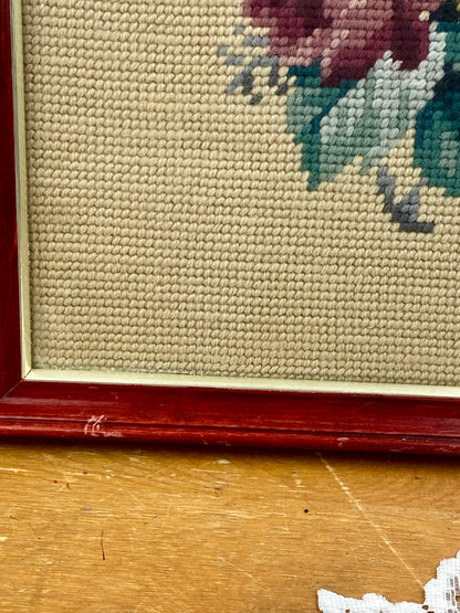 Framed Petit Point Roses