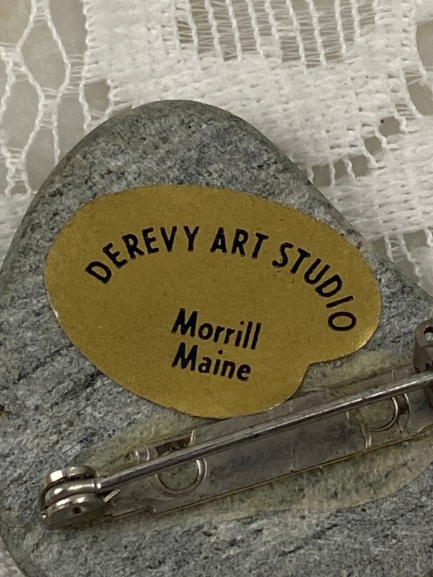 Hand Painted Artisan Brooch with Trout/Glacier Lillies by Derevy Studio