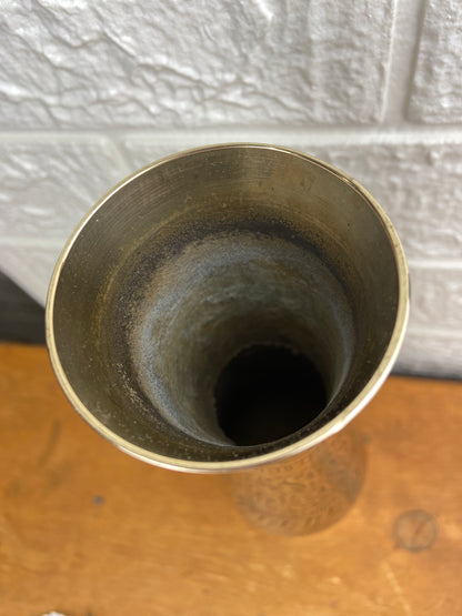 10” Tall Polished Brass Etched Vase