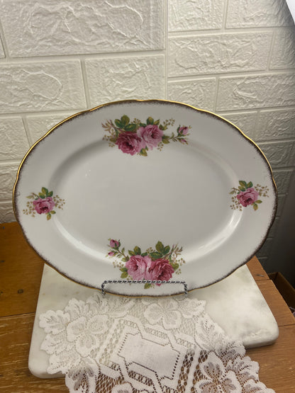 Royal Albert Porcelain Oval Serving Platter | American Beauty Pattern