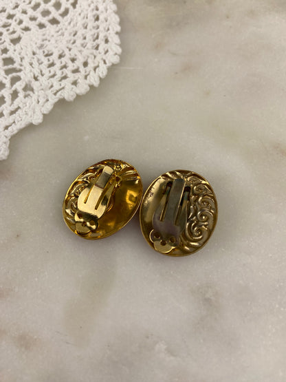 Red Enamel Earrings by Carmen [Clip On]