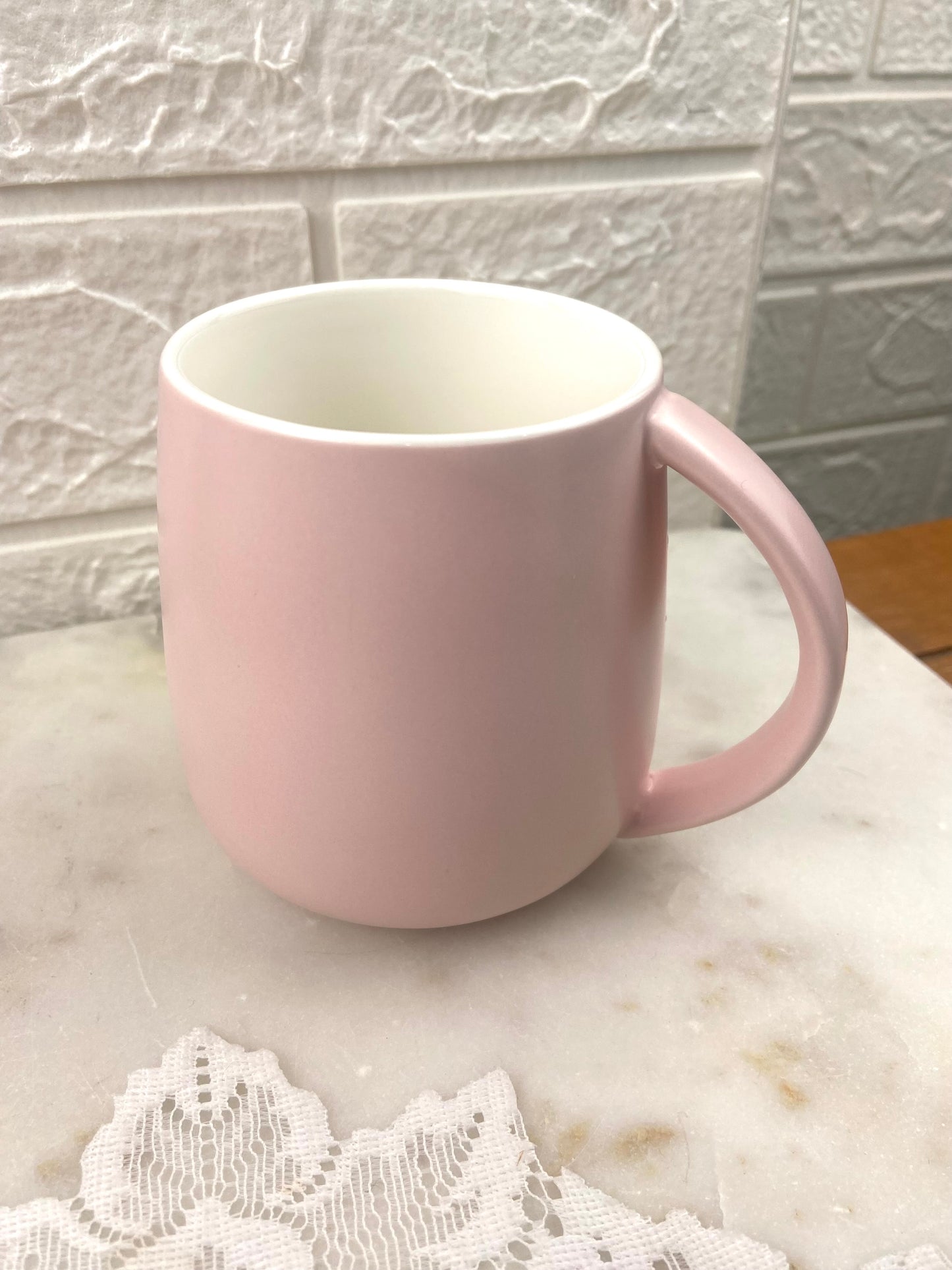 Pink and White Coffee Mug