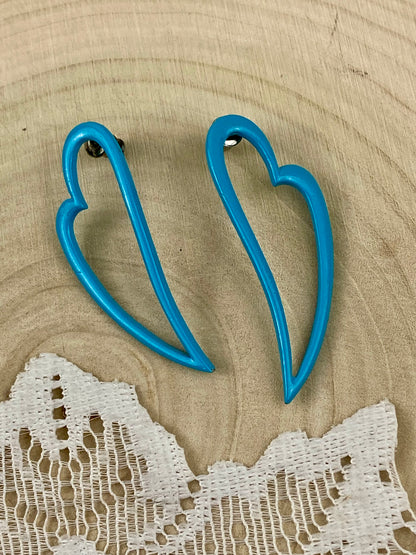 Long Blue Hearts Earrings [Posts]
