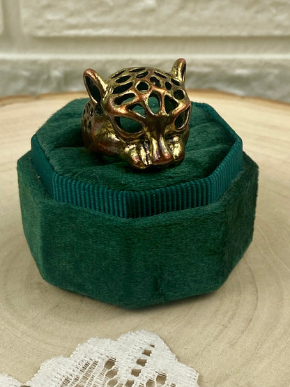 Brass Panther Head Ring [Size 8]