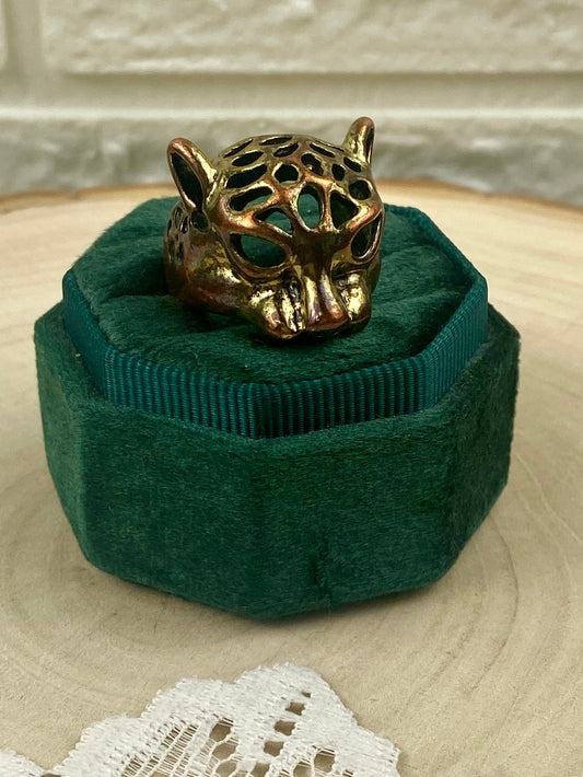 Brass Panther Head Ring [Size 8]