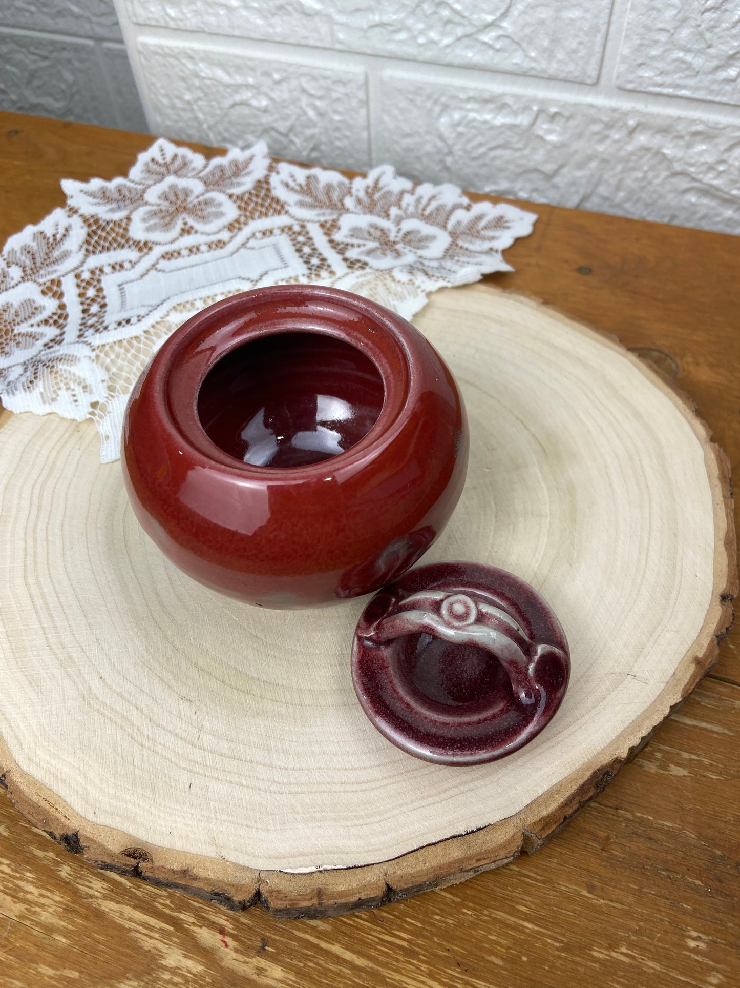 Small Pottery Jam Pot with Lid