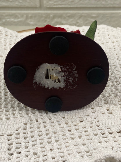 Red Bisque Porcelain Rose with Hummingbird on Small Branch
