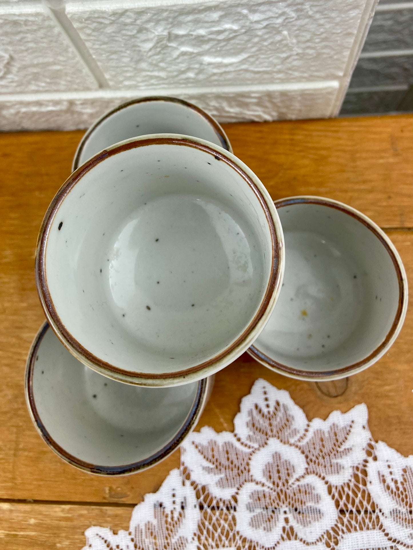 Set of 4 Handleless Stoneware Coffee Mugs | Sunflower Floral Design