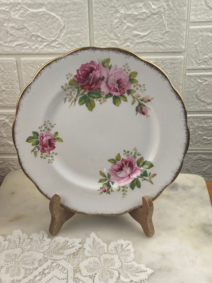 8.25” Royal Albert Porcelain Luncheon Plate | American Beauty Pattern