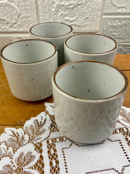 Set of 4 Handleless Stoneware Coffee Mugs | Sunflower Floral Design