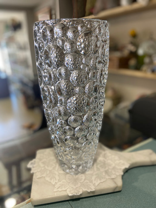 Tall Czechoslovakian Crystal Inverted Bubble Vase