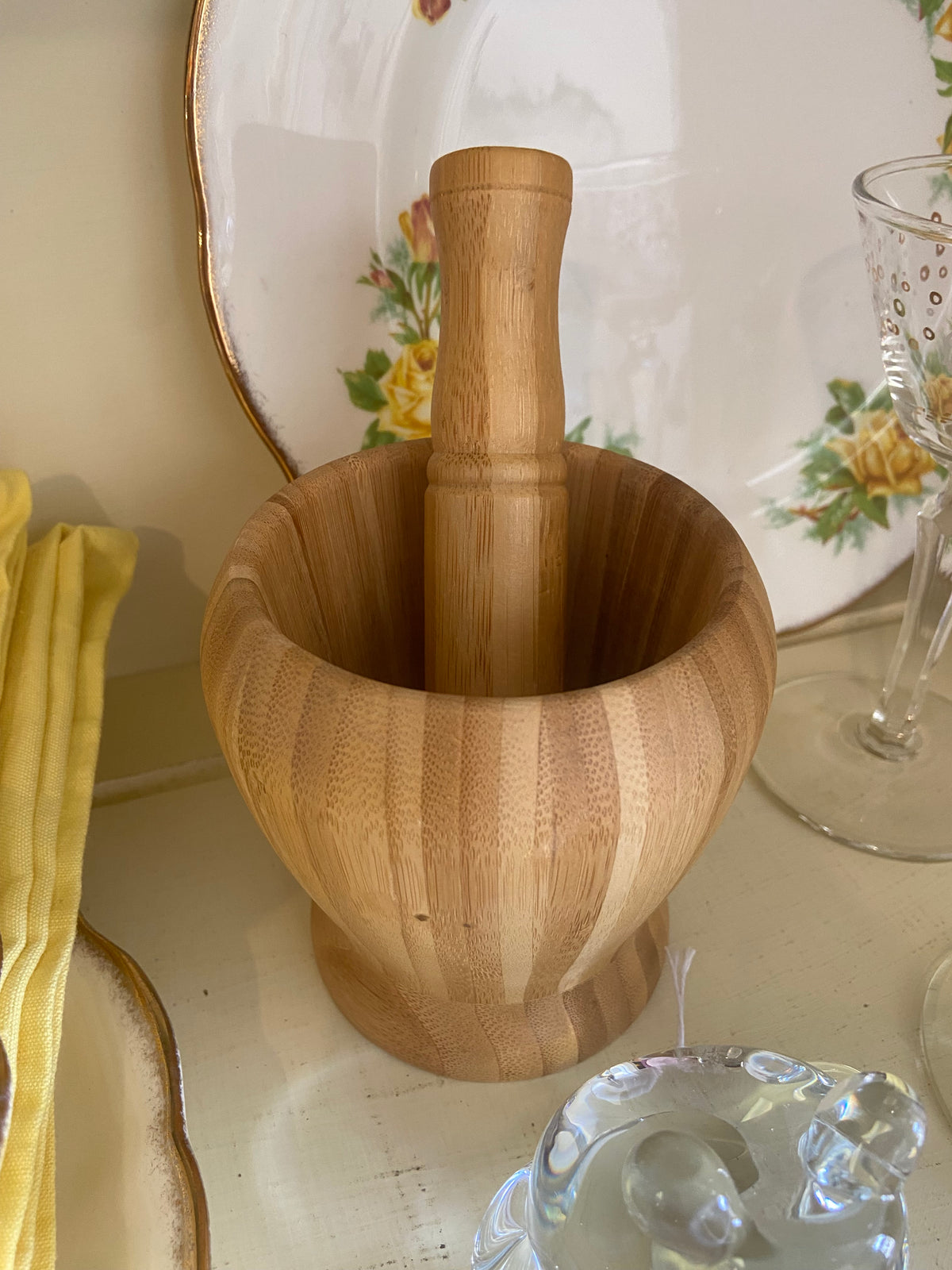 Small Bamboo Mortar and Pestle