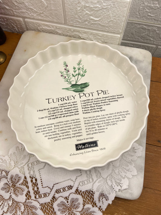 Ceramic Turkey Pot Pie Recipe Dish by Watkins