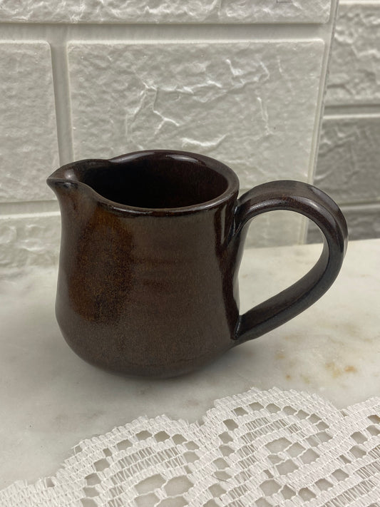 Small Brown Pottery Creamer by Fran