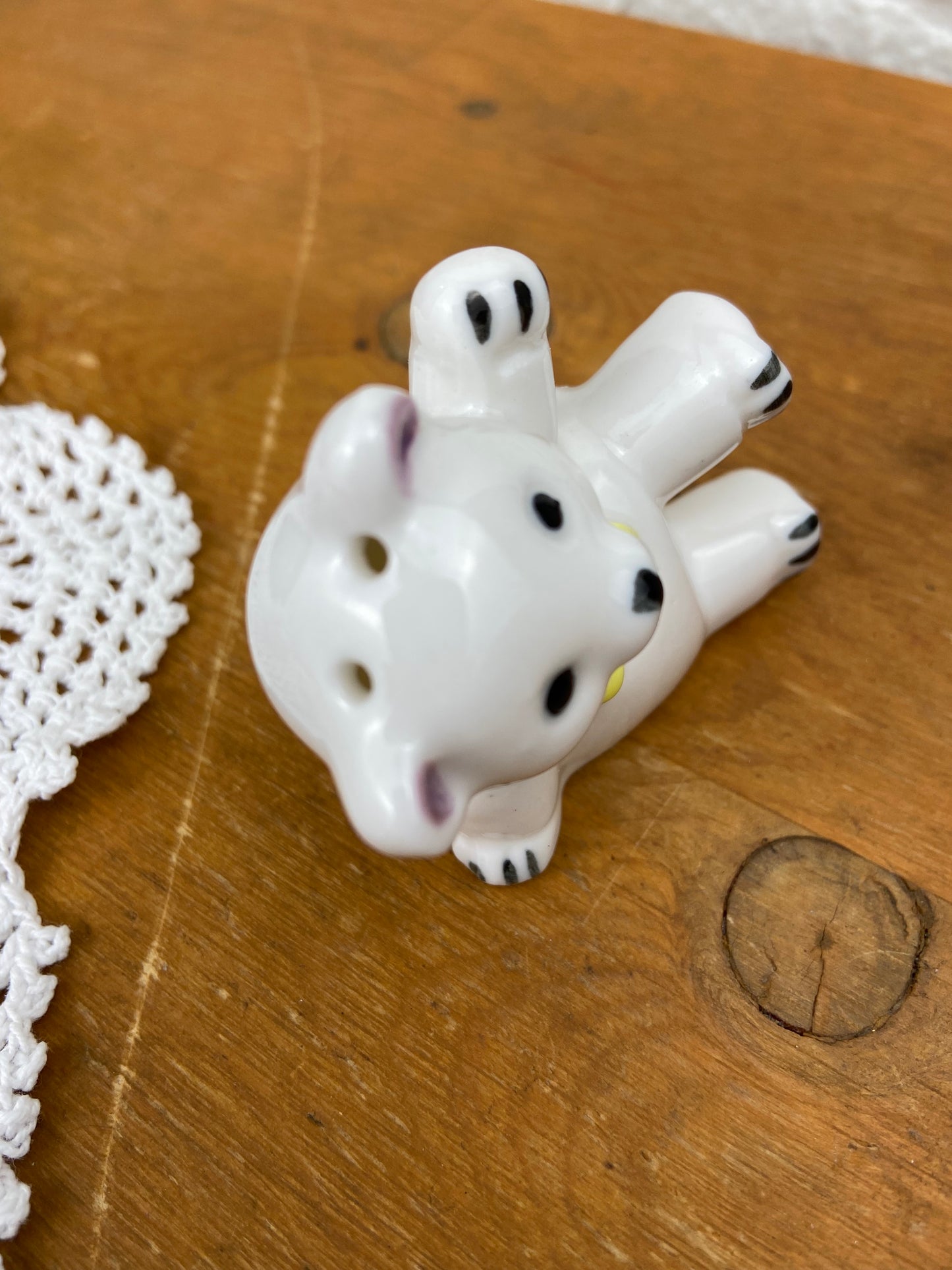 Set of Hand Painted Ceramic Teddy Bears | Salt & Pepper Shakers with Toothpick Holder