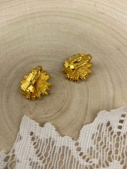 Yellow Enamel Daisy Earrings [Clip-On]