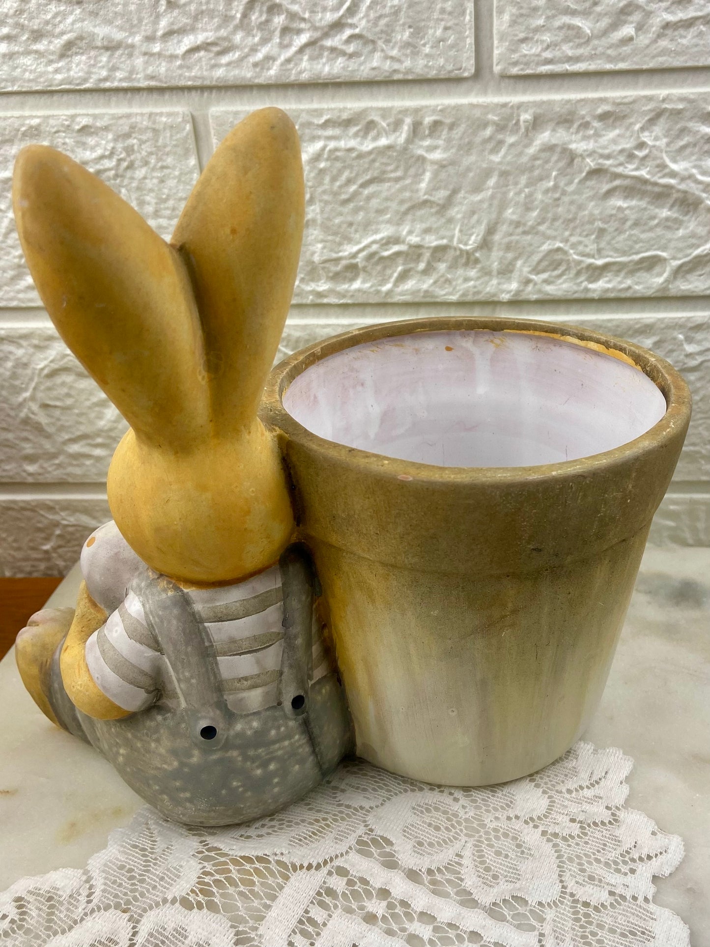 Hand Painted Easter Bunny Planter | Bisque Finish