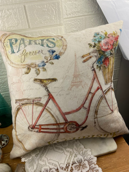 Whimsical Travel-Themed Cushion Cover with 18” x 18” Cushion