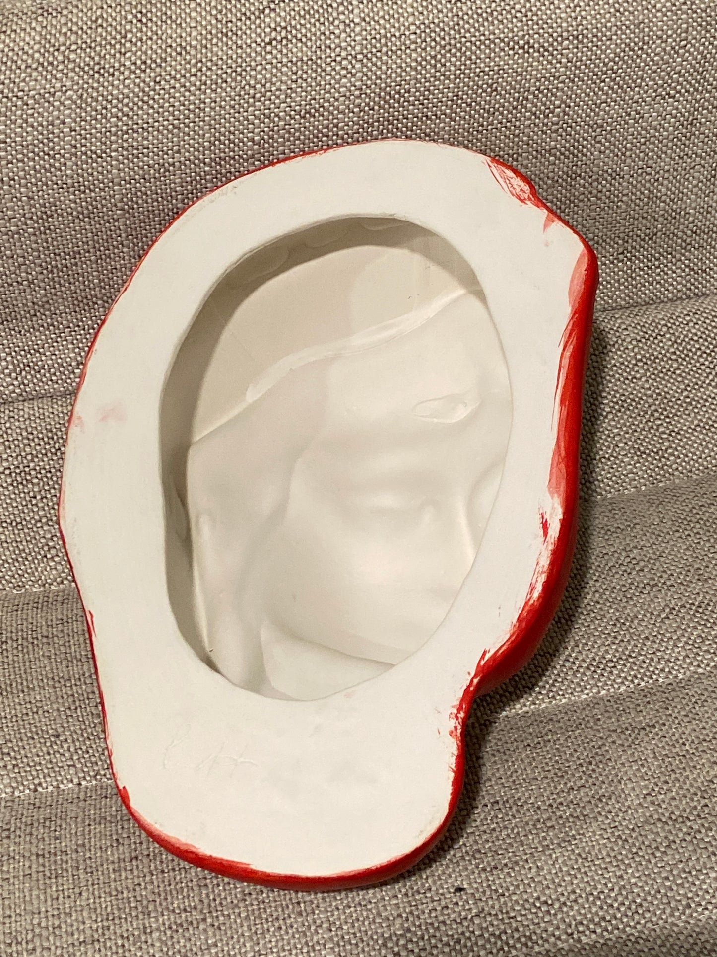 Hand Painted Woman’s Head with Red Scarf and Lashes | Wall Art