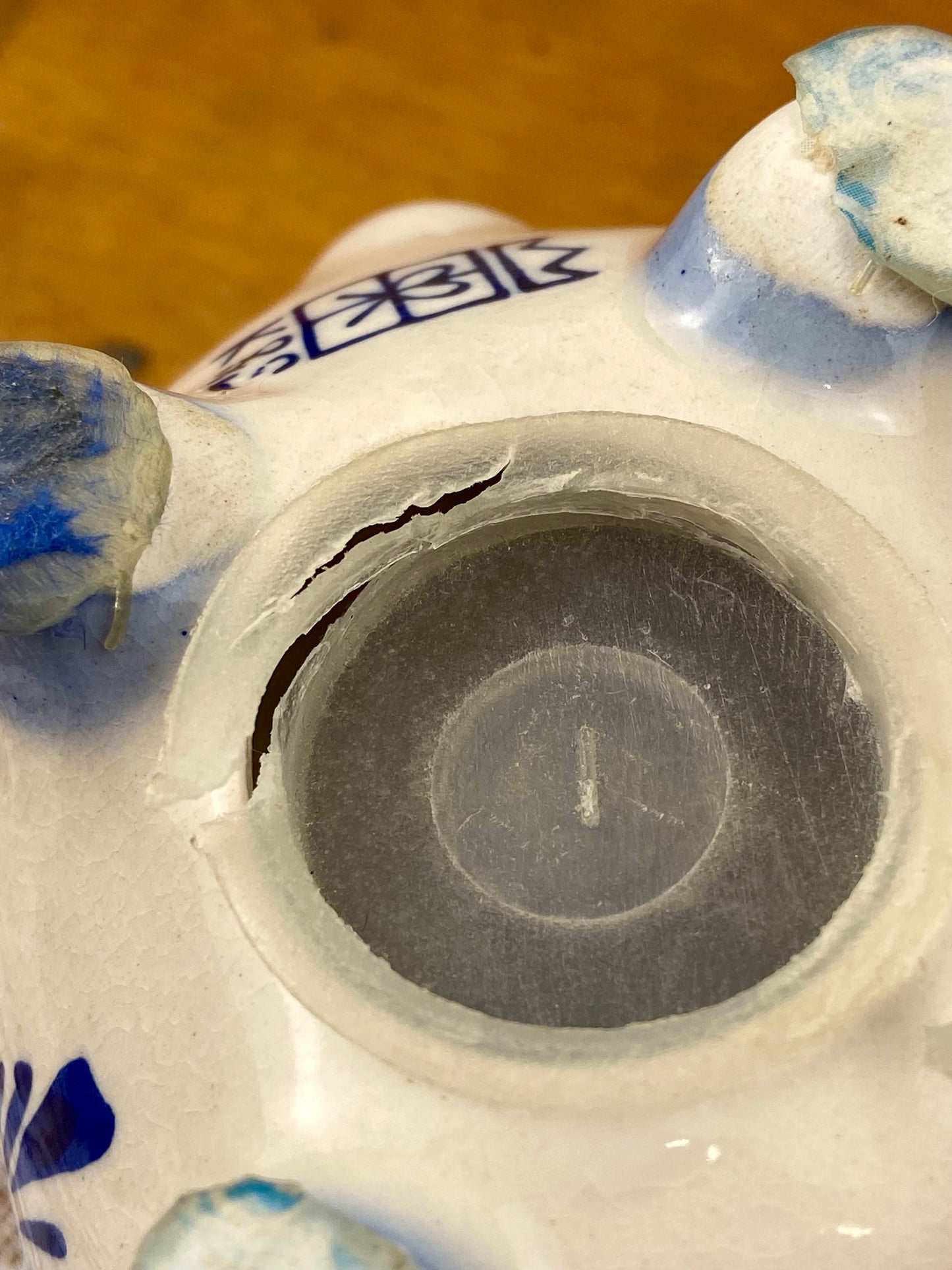 Blue and White Delft-Style Porcelain Piggy Bank