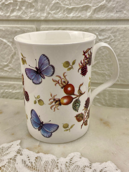 Butterflies and Berries Fine Bine Porcelain Coffee Mug by Queensway