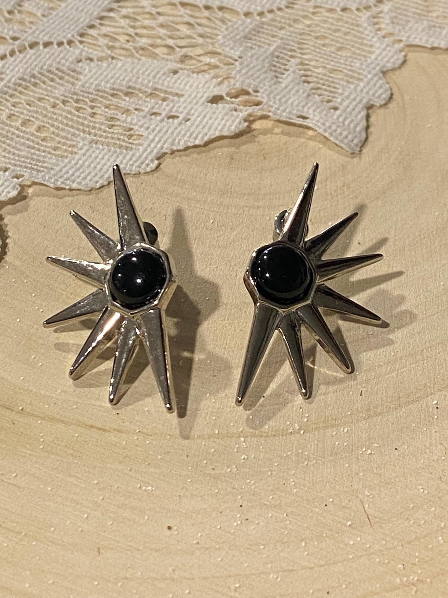 Heller Inc. Sunburst Earrings with Black Stone Centre [Posts]