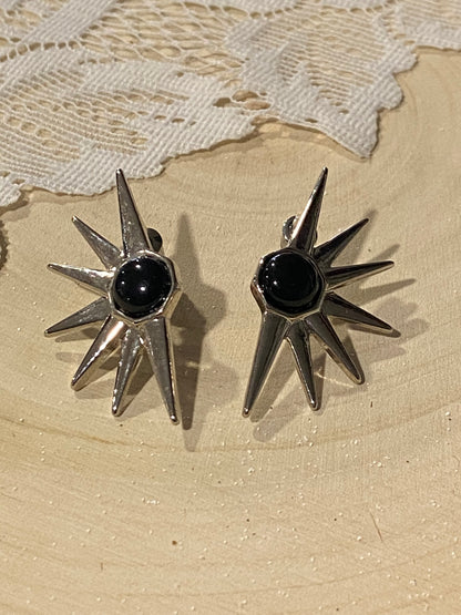 Heller Inc. Sunburst Earrings with Black Stone Centre [Posts]